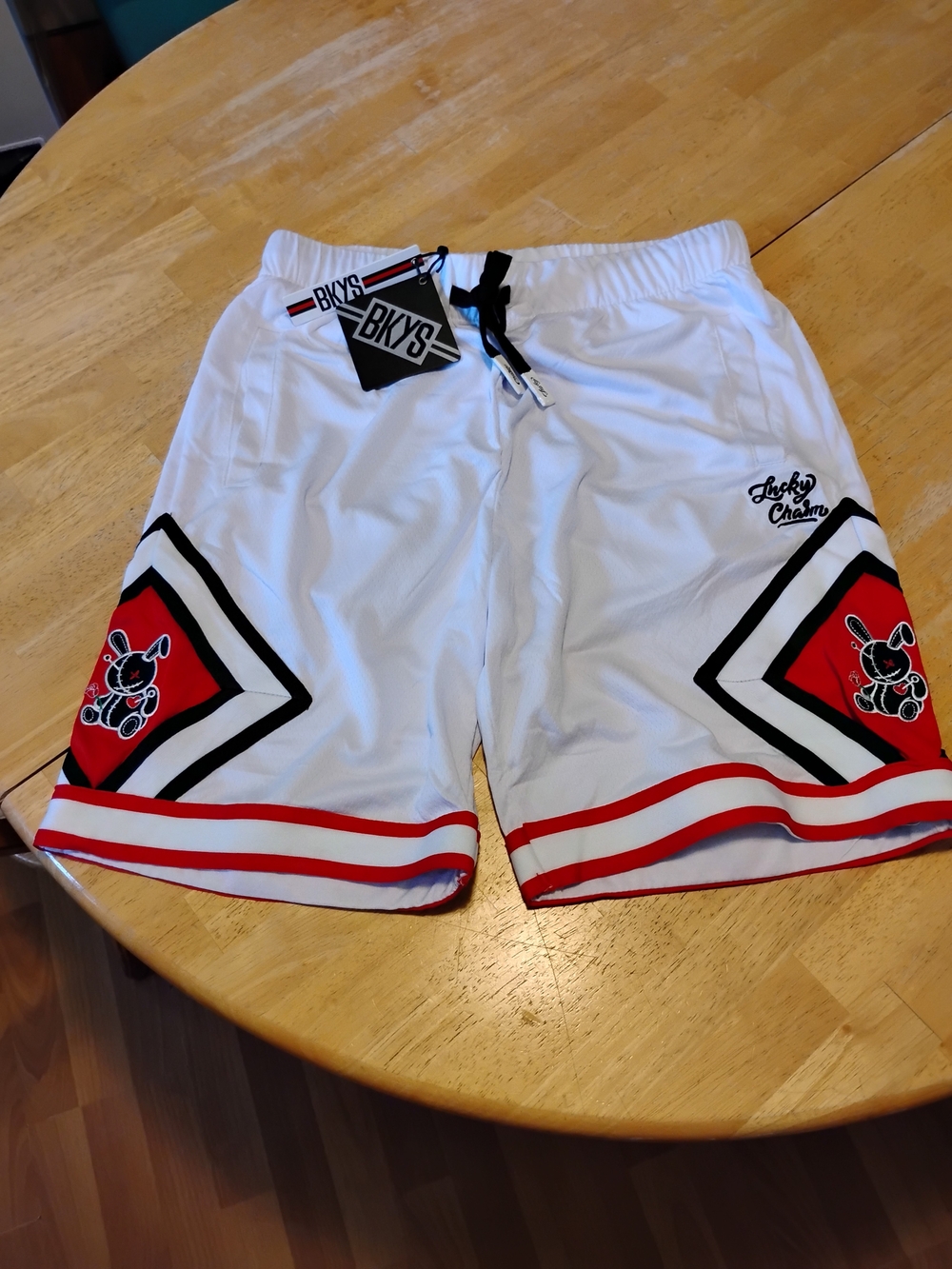 Lucky Charm BKYS White & Red Men's Athletic Shorts